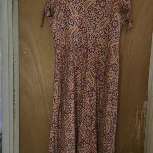 Chaps Red & Cream Paisley Maxi Dress
